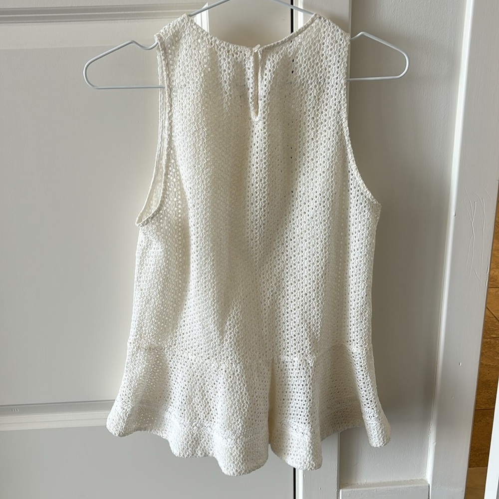 Maje ivory Larissa lace peplum tank top eyelet tank top sleeveless - Picture 7 of 7